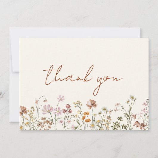 Terracotta Bruidsboeket Bruiloftfeest Bedankkaart (Voorkant)