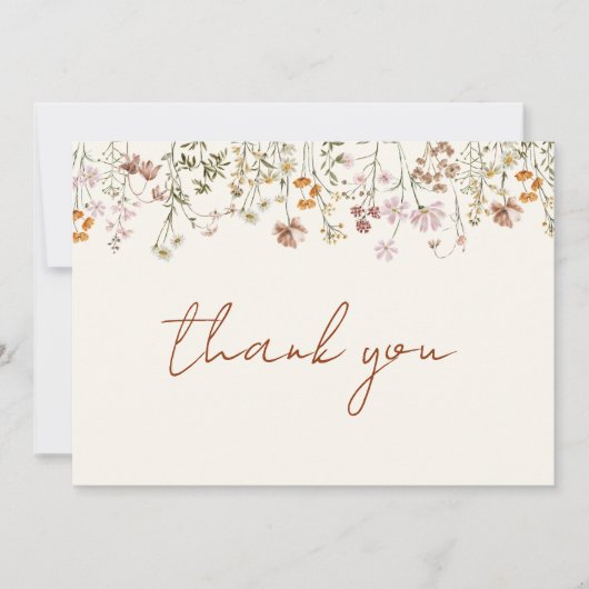 Terracotta Bruidsboeket Bruiloftfeest Bedankkaart (Voorkant)