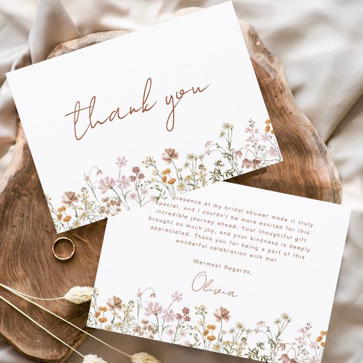 Terracotta Bruidsboeket Bruiloftsfeest Bedankkaart