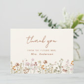 Terracotta Bruidsdouche met Wilde Bloemen Bedankkaart (Staand voorkant)