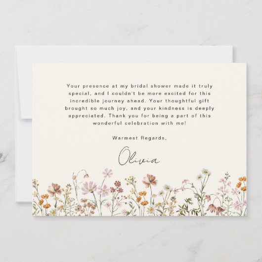 Terracotta Bruidsdouche met Wilde Bloemen Bedankkaart (Achterkant)