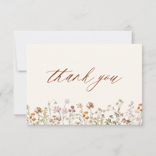 Terracotta Bruidsdouche met Wilde Bloemen Bedankkaart (Voorkant)