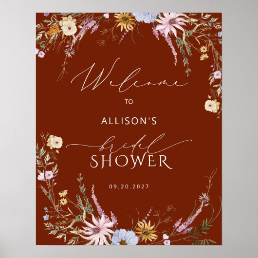 Terracotta Bruidsfeest Welkom Poster (Voorkant)
