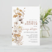 Terracotta bruidsuitnodiging met wilde bloemen kaart (Staand voorkant)