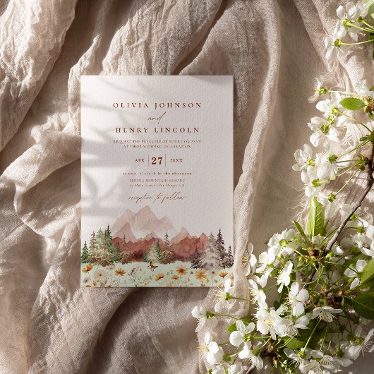 Terracotta Bruiloft Berg Wildflower Foto Kaart