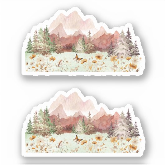 Terracotta Bruiloft Berg Wildflower Sticker (Voorkant)