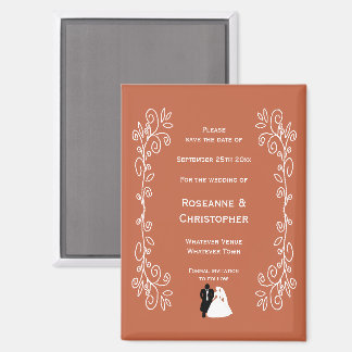 Terracotta bruiloft Bewaar de datum magneet bruide