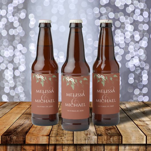 Terracotta bruiloft bier label op maat bier etiket