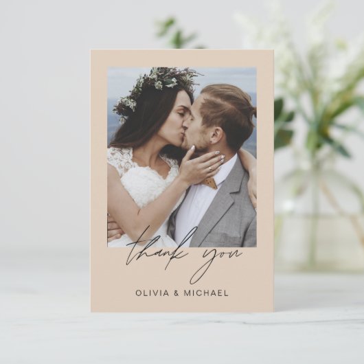Terracotta bruiloft dank u foto eenvoudig bedankkaart (Staand voorkant)