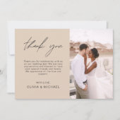 Terracotta bruiloft dank u foto eenvoudig elegant bedankkaart (Voorkant)