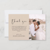 Terracotta bruiloft dank u foto minimalistisch bedankkaart (Voorkant)