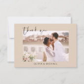 Terracotta bruiloft dank u foto minimalistisch bedankkaart (Voorkant)