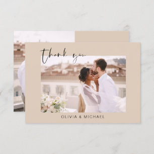 Terracotta bruiloft dank u foto minimalistisch bedankkaart
