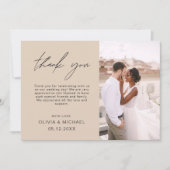Terracotta bruiloft dank u foto minimalistisch bedankkaart (Voorkant)