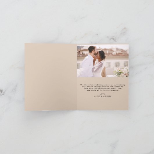 Terracotta bruiloft dank u foto minimalistisch bedankkaart (Binnen)