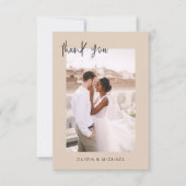 Terracotta bruiloft dank u foto minimalistisch bedankkaart (Voorkant)