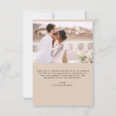 Terracotta bruiloft dank u foto minimalistisch bedankkaart (Achterkant)