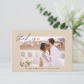 Terracotta bruiloft dank u foto minimalistisch bedankkaart (Staand voorkant)