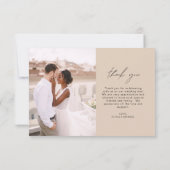 Terracotta bruiloft dank u foto minimalistisch bedankkaart (Achterkant)