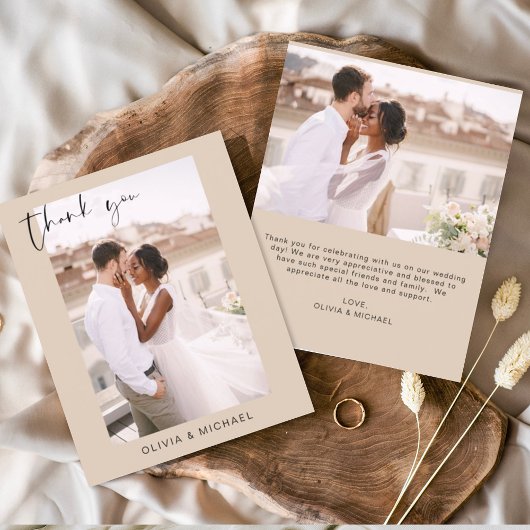 Terracotta bruiloft dank u foto minimalistische Ka