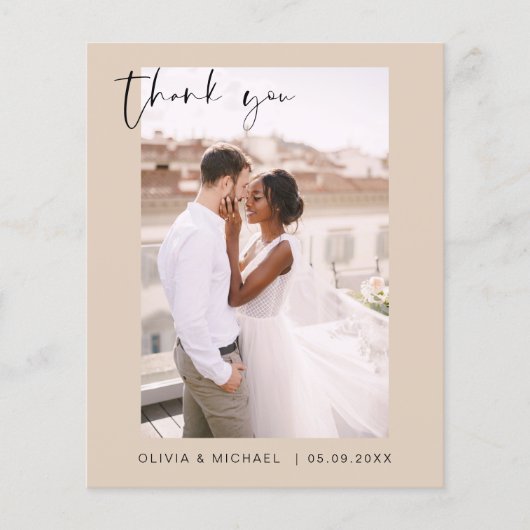 Terracotta bruiloft dank u foto minimalistische Ka (Voorkant)