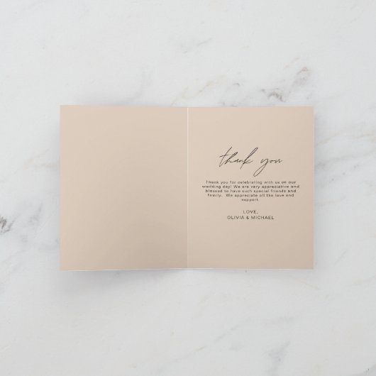 Terracotta bruiloft dank u handgeschreven foto bedankkaart (Binnen)