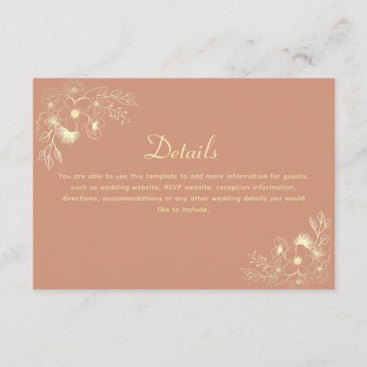 Terracotta Bruiloft Details Behuizing Kaart (Voorkant)
