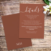 Terracotta bruiloft Details Eenvoudig Aangepast Informatiekaartje