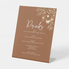 Terracotta Bruiloft Drinkbar Menu Reclamebord Met Voetstuk
