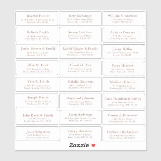 Terracotta bruiloft gast adresetiketten sticker (Vel)