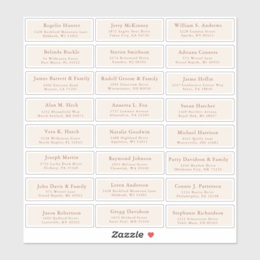 Terracotta bruiloft gast adresetiketten sticker (Vel)