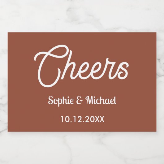 Terracotta bruiloft gejuich sparkling wijnetiket (Enkel label)