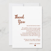 Terracotta bruiloft goktafel dank u kaart (Voorkant)