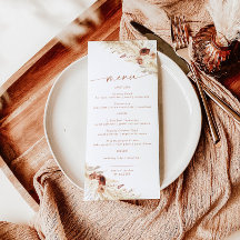 Terracotta Bruiloft Menu | Boho Pampas Grass