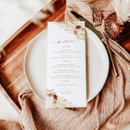Terracotta Bruiloft Menu | Boho Pampas Grass