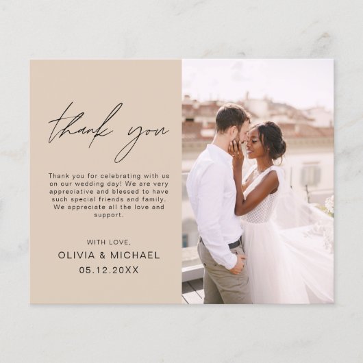 Terracotta Bruiloft Minimalist Dank u Kaarten (Voorkant)