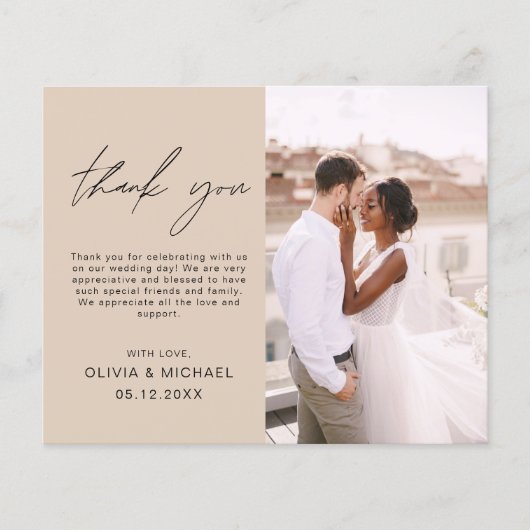 Terracotta Bruiloft Minimalist Dank u Kaarten (Voorkant)