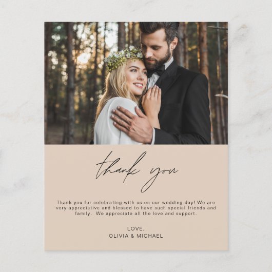 Terracotta Bruiloft Minimalist Dank u Kaarten (Achterkant)