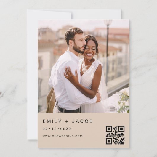 Terracotta Bruiloft Minimalistische QR-code Kaart (Achterkant)