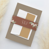 Terracotta bruiloft Monogram Floral Custom Uitnodigingen Wikkel