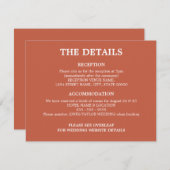 Terracotta Bruiloft QR Code Details Behuizing Kaar Informatiekaartje (Voorkant / Achterkant)