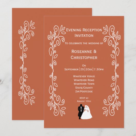 Terracotta bruiloft receptie uitnodiging bruidegom (Voorkant / Achterkant)