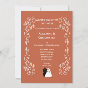 Terracotta bruiloft receptie uitnodiging bruidegom