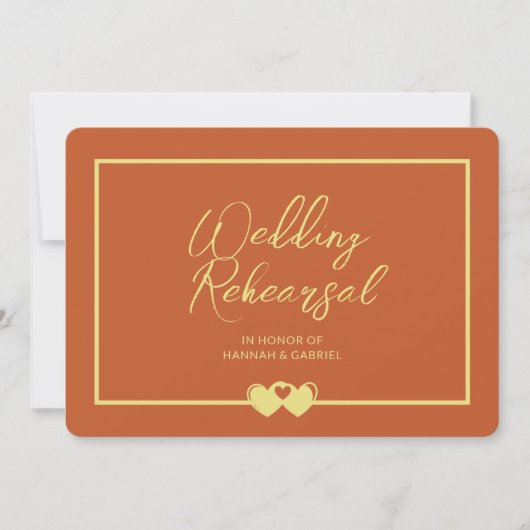 Terracotta bruiloft repetitie en diner uitnodiging (Voorkant)