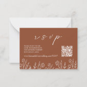 Terracotta bruiloft RSVP | QR-code behuizing Kaart Notitiekaartje (Voorkant)