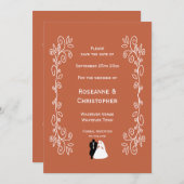 Terracotta bruiloft Save the Date Kaart bruidstrou (Voorkant / Achterkant)