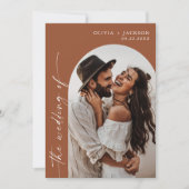 Terracotta bruiloft uitnodiging | Boho foto bruilo (Voorkant)