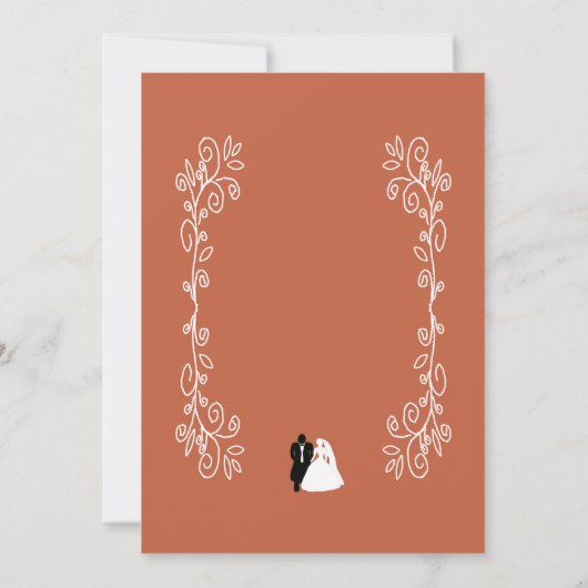 Terracotta bruiloft uitnodiging bruid bruidegom on (Achterkant)
