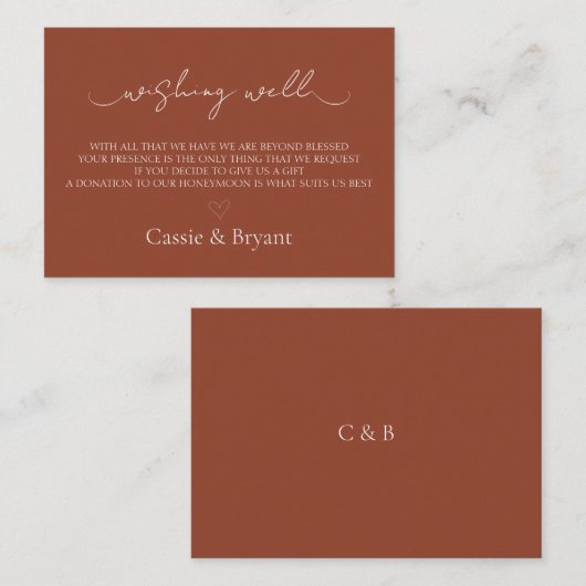 Terracotta Bruiloft Wishing Well Behuizing Kaart (Voorkant / Achterkant)
