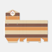Terracotta bruin beige strepen, initials bruiloft bedankdoosjes (Uitgevouwen)